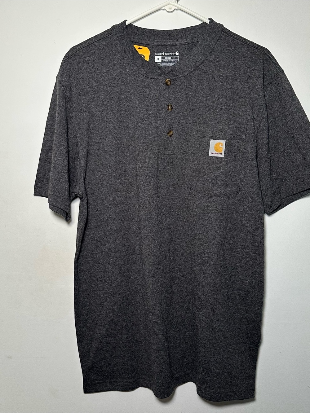NWT Carhartt K84 Loose Fit Henley Pocket Tee Gray Workwear Shirt Men S - Picture 2 of 16
